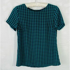 Women's Tommy Hilfiger Green & Navy Geometric Print Blouse Top Shirt Career XS